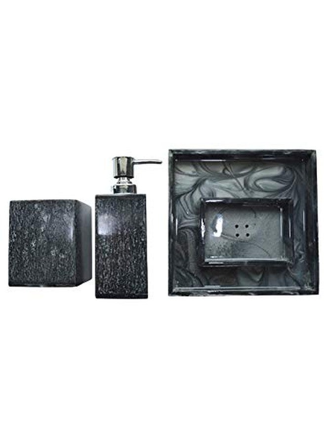 Tranquil Square | Bathroom Accessory Set | Royal Black Premium Design | Set of 4 | Soap Holder, Dispenser, Tumbler and Tray - Image 5